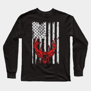 HUNTING HUNTER OUTDOORS USA FLAG PRIDE Long Sleeve T-Shirt